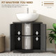 edestal Under Sink Cabinet, Bathroom Vanity Cabinet Storage with Double Doors and Adjustable Shelf, Black