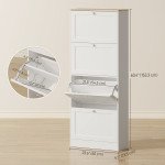 Modern Shoe Storage Cabinet with 4 Flip Drawers and Adjustable Shelves, Shoe Cabinet for 18-24 Pairs of Shoes, White