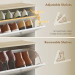 Modern Shoe Storage Cabinet with 4 Flip Drawers and Adjustable Shelves, Shoe Cabinet for 18-24 Pairs of Shoes, White