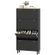 Narrow Shoe Cabinet with 4 Flip Drawers, Shoe Storage Cabinet with Adjustable Shelves, Holds 24–32 Pairs, Black