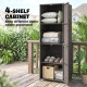Wicker Outdoor Storage Cabinet, 4 Shelf Patio Storage Cabinet with Adjustable Shelves and Magnetic Doors, Brown
