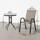 3 Pieces Bistro Set, Small Patio Furniture Set with Stackable Mesh Chairs, Glass Table for Garden, Light Mixed Brown