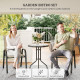 3 Pieces Bistro Set, Small Patio Furniture Set with Stackable Mesh Chairs, Glass Table for Garden, Light Mixed Brown