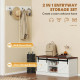 Coat Rack Shoe Bench Set 2-Piece Hall Tree Storage 4 Hooks Sliding Barn Doors White and Dk Walnut