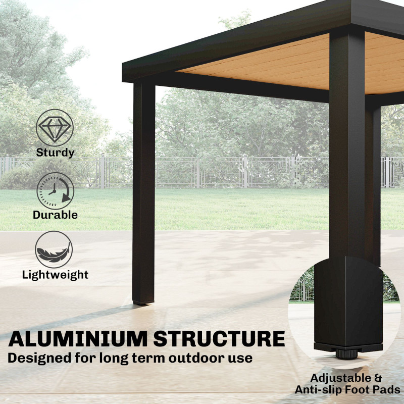 Aluminum Outdoor Dining Table for 6, Patio Rectangular Table, 47.2" x 35.4" x 29.1", Natural