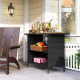 Wicker Outdoor Bar Table, PE Rattan Bar Height Patio Table with 2 Shelves, Steel Frame for Garden, Backyard, Black