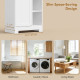 67" Tall Bathroom Storage Cabinet, Slim Bathroom Cabinet with Tilt-Out Laundry Basket, White