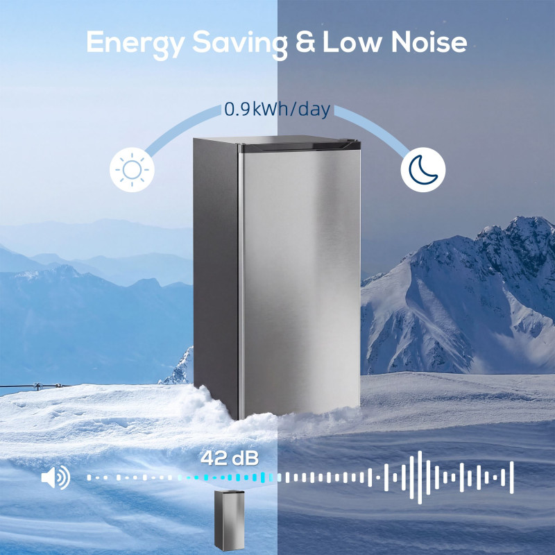 7.0 Cu.Ft Upright Freezer, Compact Stand Up Freezer with 6 Adjustable Shelves, Reversible Door for Home Office, Silver