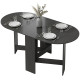 Oval Folding Dining Table, Space Saving Drop Leaf Kitchen Table for Dining Room, Living Room, Black