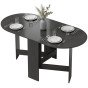 Oval Folding Dining Table, Space Saving Drop Leaf Kitchen Table for Dining Room, Living Room, Black