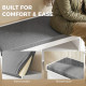2 in 1 Coat Rack Shoe Bench Set with 6 Hooks and Shoe Storage Bench, White and Grey