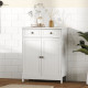 Freestanding Bathroom Floor Cabinet, Organizer Floor Tower with 2 Door, 2 Drawers, Adjustable Shelf, White