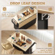 Kitchen Island with Drop Leaf, Rolling Kitchen Cart with Power Outlet, Cabinet, 3 Drawers, Spice Rack, Towel Bar, Black