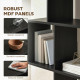 5-Tier Bookshelf, S Shaped Geometric Bookcase with 15 Compartments, Black Wood Grain