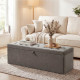 Storage Ottoman, Upholstered Velvet End of Bed Bench, Button Tufted Storage Bench for Bedroom, Living Room, Grey