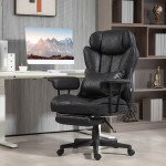Big and Tall Office Chair with Foot Rest, 400LBS High Back Desk Chair with Padded Armrests, Lumbar Support, Black