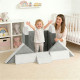Qaba 12 PCS Modular Kids Play Couch, Child Sectional Sofa for Toddlers, Convertible Foam and Floor Cushion, Grey