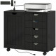 Mobile Lateral Filing Cabinet with 5 Drawers, Printer Stand with Power Outlets and USB Ports for Home Office, Black