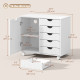 Mobile Lateral Filing Cabinet with 5 Drawers, Printer Stand with Power Outlets and USB Ports for Home Office, White