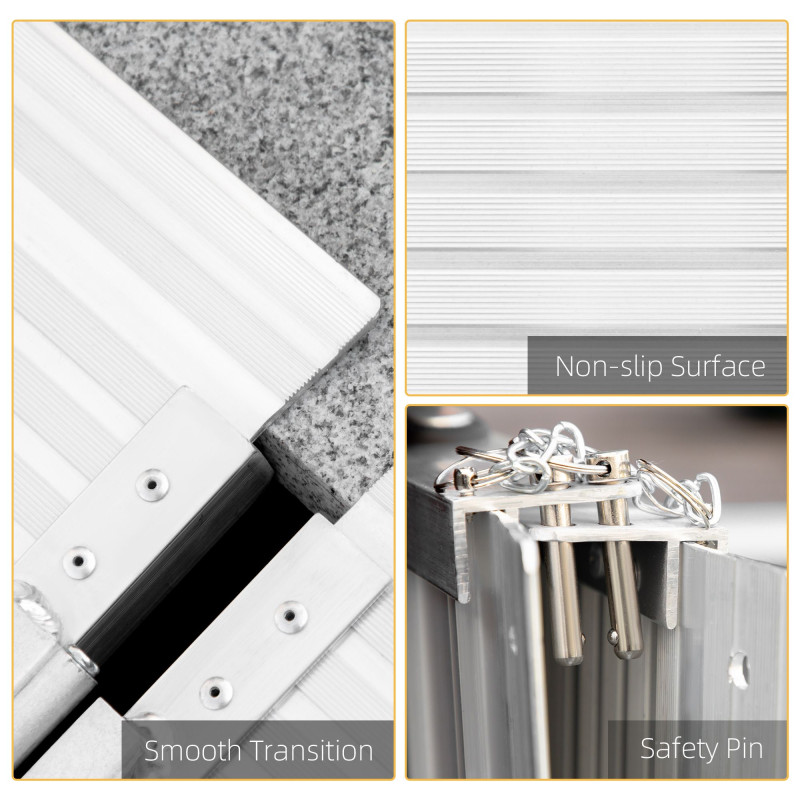 Textured Aluminum Folding Wheelchair Ramp, Portable Threshold Ramp 2', for Scooter Steps Home Stairs Doorways