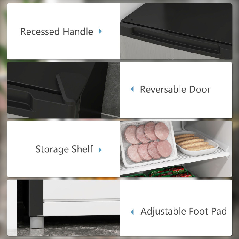 Upright Freezer, 3 Cu.Ft Mini Freezer with Reversible Single Door, Adjustable Thermostat for Home, Dorm, Silver