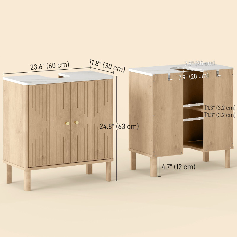Floor Standing Bathroom Vanity, Bathroom Vanity Cabinet with Adjustable Shelf, Oak