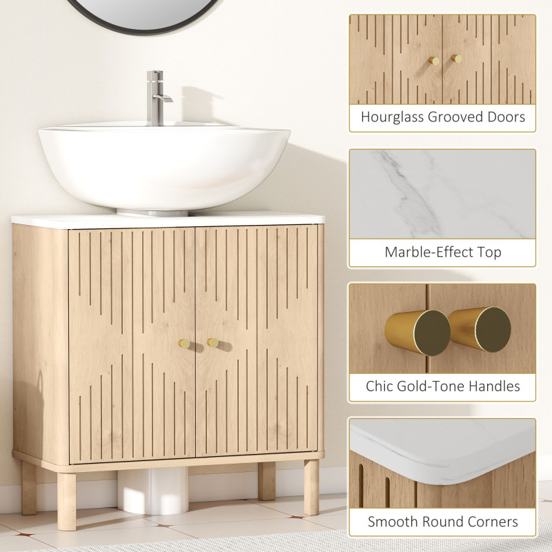 Floor Standing Bathroom Vanity, Bathroom Vanity Cabinet with Adjustable Shelf, Oak