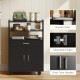 Microwave Cart with Wheels, Microwave Stand with Worktop, Open Shelves and Drawer, Storage Cabinet, Black