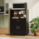 Microwave Cart with Wheels, Microwave Stand with Worktop, Open Shelves and Drawer, Storage Cabinet, Black