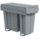 Pull Out Garbage Bin for Kitchen, 30L Under Sink Garbage Can, 2 Removable Compartments, Grey
