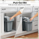 Pull Out Garbage Bin for Kitchen, 30L Under Sink Garbage Can, 2 Removable Compartments, Grey