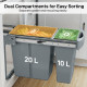 Pull Out Garbage Bin for Kitchen, 30L Under Sink Garbage Can, 2 Removable Compartments, Grey