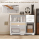 40" Sideboard Buffet Cabinet, Modern Kitchen Storage Cabinet with 2 Drawers, 3 Doors & Adjustable Shelf, White