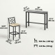 3 Piece Patio Bar Set, Outdoor Bar Table and Stools, Electrophoresis Steel Tabletop, X Back, Footrest, Cushions, Khaki