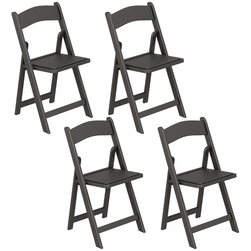 4 Pack Folding Chairs, Foldable Resin Chair with Padded Seat, Portable Indoor Outdoor Seat for Office Events Dining