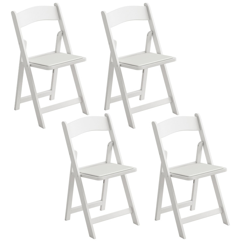 4 Pack Folding Chairs, Foldable Resin Chair with Padded Seat, Portable Indoor Outdoor Seat for Office Events Dining