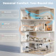 20dB Standing Fan for Bedroom, 70°+90° Auto Oscillating Fan with 8 Speeds, Remote Control, 12H Timer, Adjustable Height