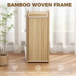 Bamboo Laundry Hamper with Removable Drawstring Bag and Side Storage Pockets, 19.8 Gal, Natural
