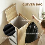 Bamboo Laundry Hamper with Removable Drawstring Bag and Side Storage Pockets, 19.8 Gal, Natural