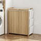 Bamboo Laundry Hamper with Removable Drawstring Bag and Side Storage Pockets, 32 Gal, Natural