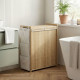 Bamboo Laundry Hamper with Removable Drawstring Bag and Side Storage Pockets, 32 Gal, Natural