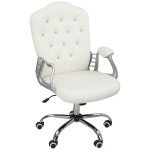 Vanity Office Chair, Velvet Computer Desk Chair with Swivel Wheels, Adjustable Height, Tilt Function, Off-White
