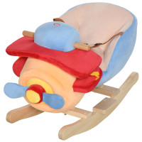 Qaba Baby Rocking Horse Plane Design Plush Stuffed Rocking Chair, Wooden Rocking Horse with Sound, Seat Belt for Boys and Girls Gift, Red