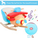 Qaba Baby Rocking Horse Plane Design Plush Stuffed Rocking Chair, Wooden Rocking Horse with Sound, Seat Belt for Boys and Girls Gift, Red