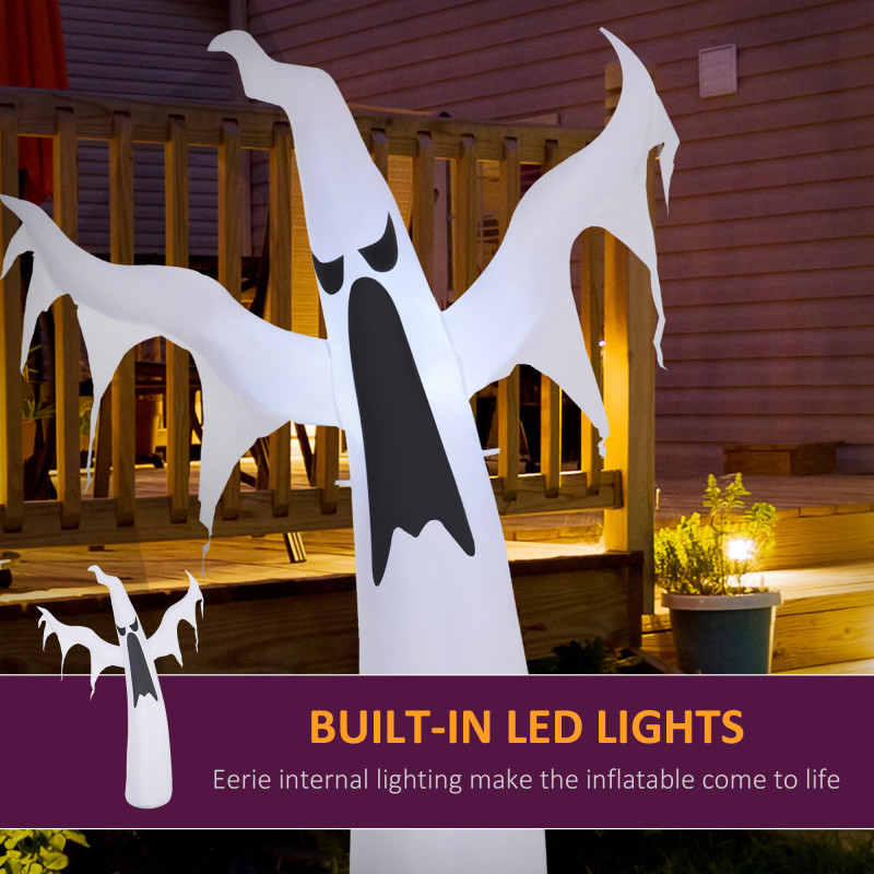 6FT Tall Halloween Inflatable White Ghost, Outdoor Blow Up Yard Decoration with LED Lights for Garden, Lawn, Party, Holiday