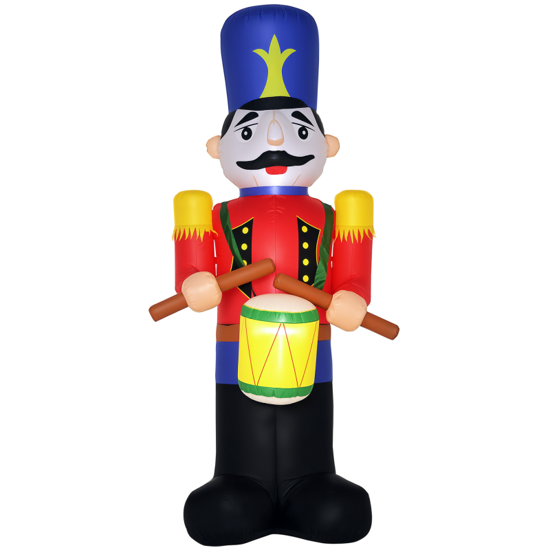 Outdoor Yard Colorful 8ft Inflatable Walnut Soldier Drum Beating with LED