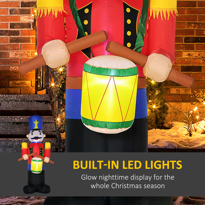 Outdoor Yard Colorful 8ft Inflatable Walnut Soldier Drum Beating with LED