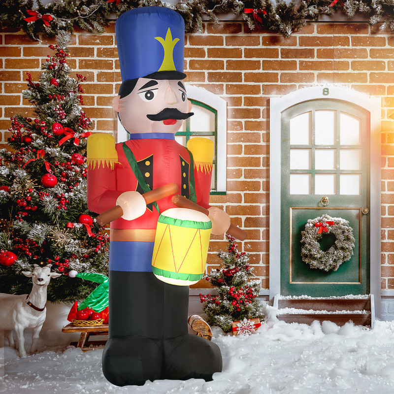 Outdoor Yard Colorful 8ft Inflatable Walnut Soldier Drum Beating with LED