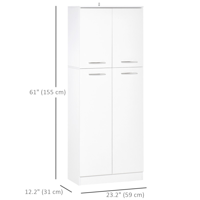 61" Pantry Cabinet, Kitchen Pantry Storage Cabinet with 2 Doors and Adjustable Shelves, Freestanding Storage Cabinet