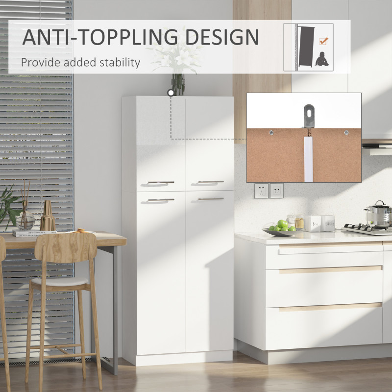 61" Pantry Cabinet, Kitchen Pantry Storage Cabinet with 2 Doors and Adjustable Shelves, Freestanding Storage Cabinet